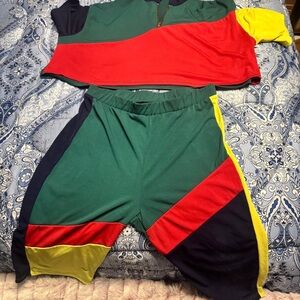 Colorful Crop Top and Shorts Set L